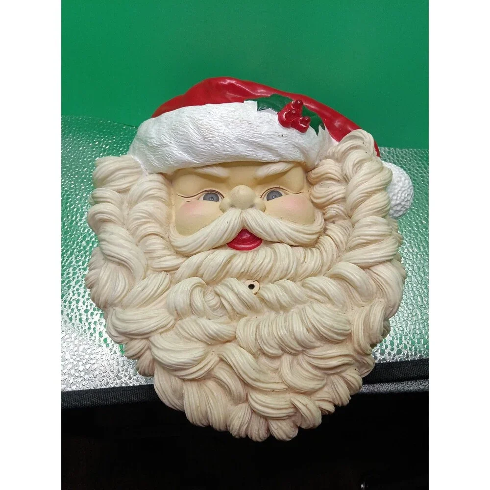 Vintage Santa Claus Face Motion Activated,Talking,Musical,Plastic works